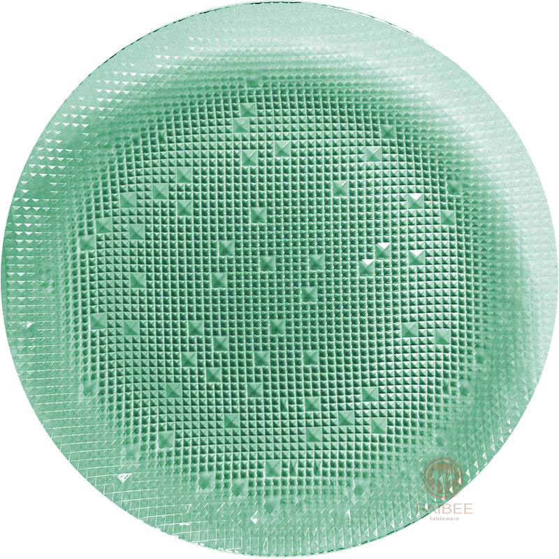 Multi-Color Diamond Embossed Crystal Glass Charger Plate with Custom Options