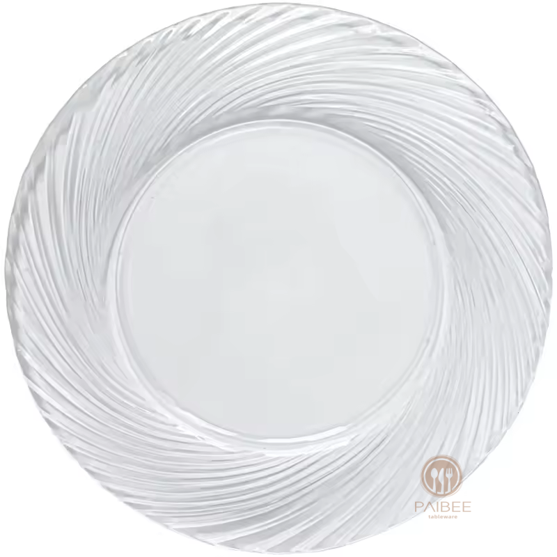 Multi-Color Swirl Rim Crystal Glass Charger Plate with Assorted Vibrant Tones