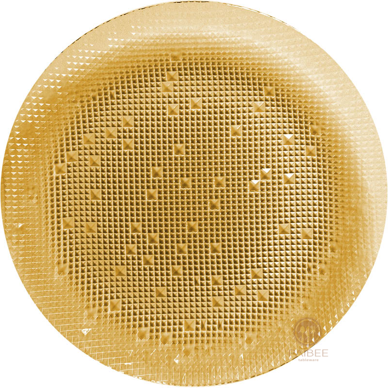 Multi-Color Diamond Embossed Crystal Glass Charger Plate with Custom Options