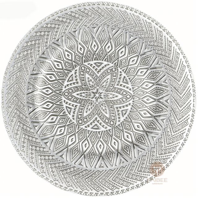 Multi-Color Mandala Totem Pattern Crystal Glass Charger Plate with Custom Options
