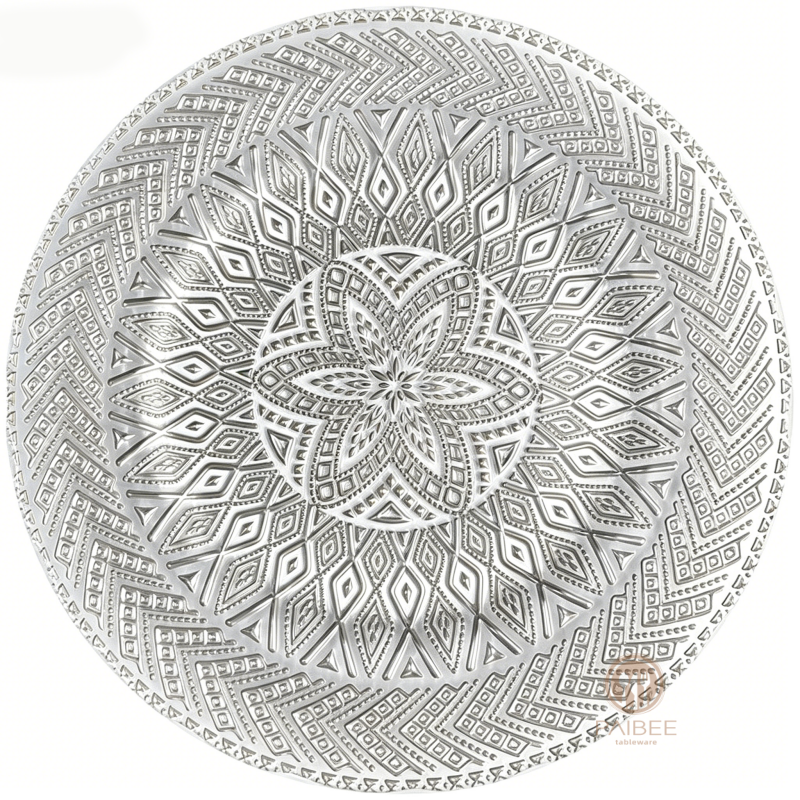 Multi-Color Mandala Totem Pattern Crystal Glass Charger Plate with Custom Options