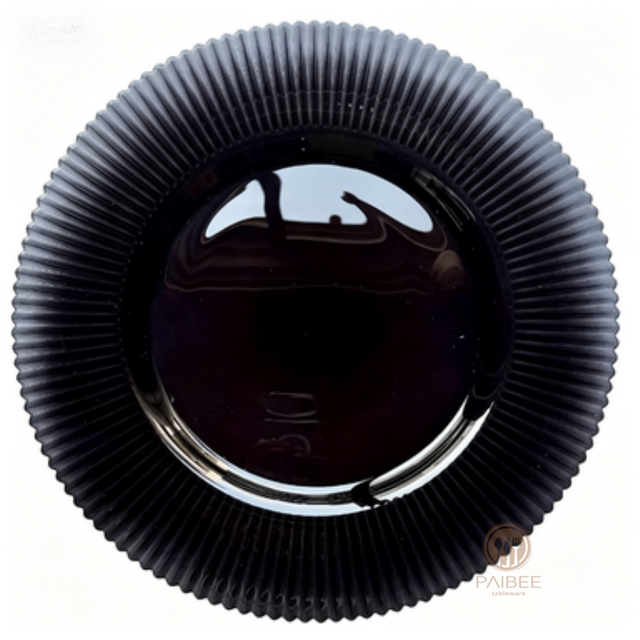 Multi-Color Solid Vertical Ribbed Crystal Glass Charger Plate with Custom Options