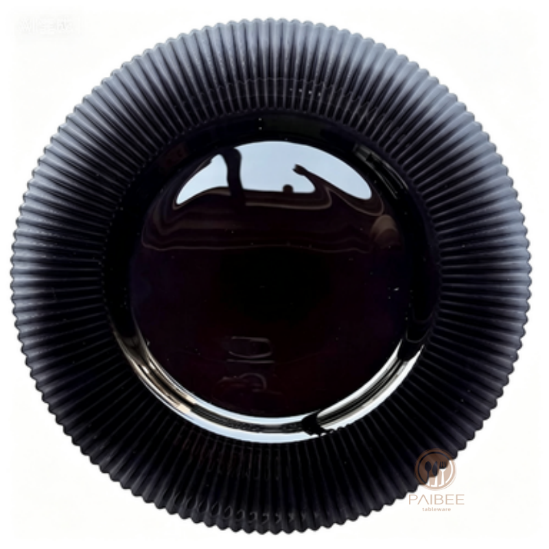 Multi-Color Solid Vertical Ribbed Crystal Glass Charger Plate with Custom Options