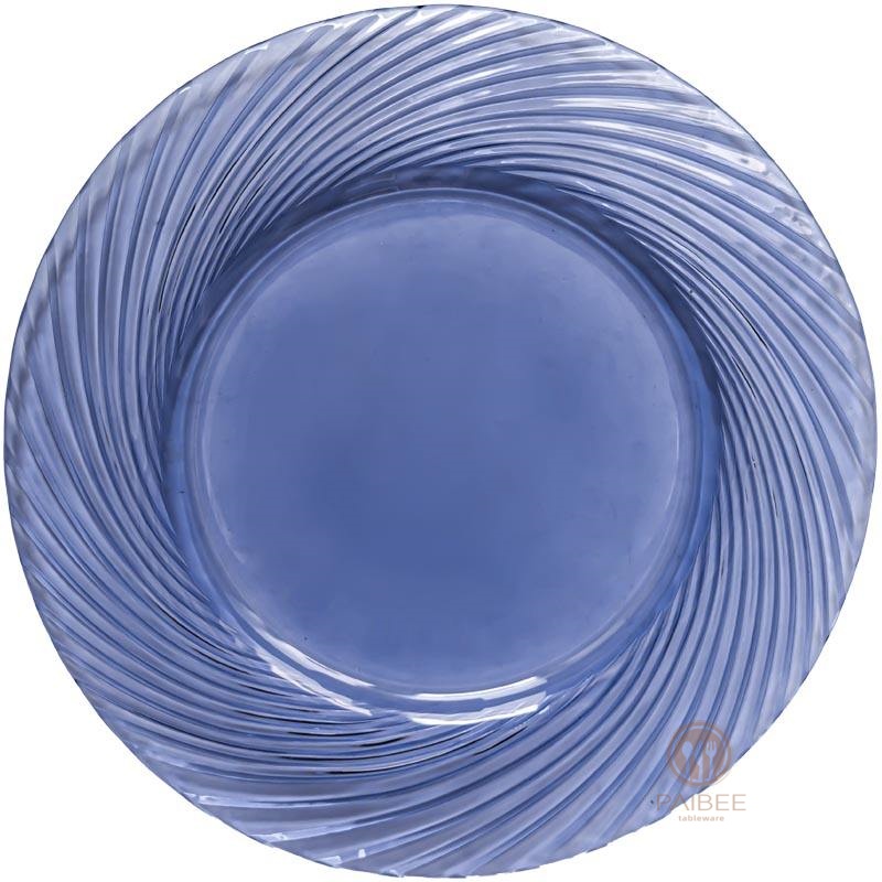 Multi-Color Swirl Rim Crystal Glass Charger Plate with Assorted Vibrant Tones
