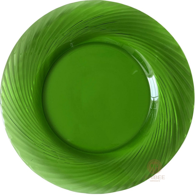 Multi-Color Swirl Rim Crystal Glass Charger Plate with Assorted Vibrant Tones