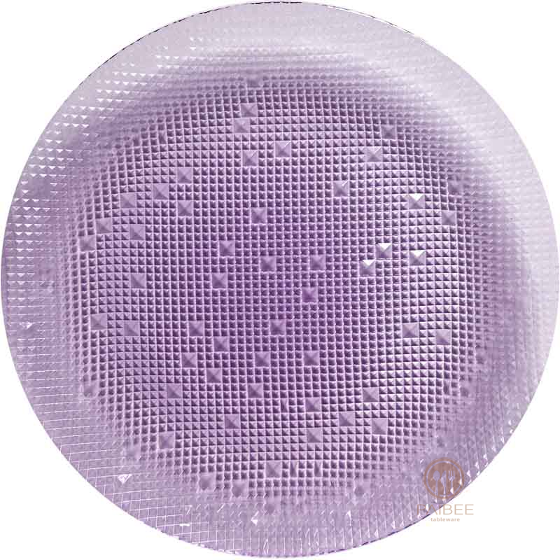 Multi-Color Diamond Embossed Crystal Glass Charger Plate with Custom Options