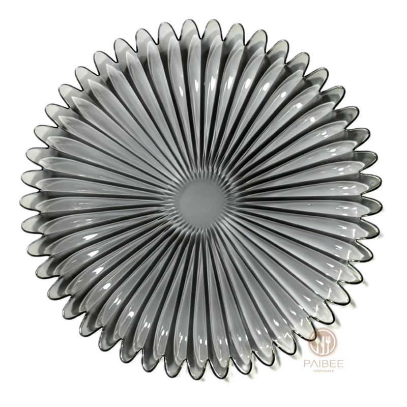Multi-Color Sunburst Flower Crystal Glass Charger Plate with Custom Options