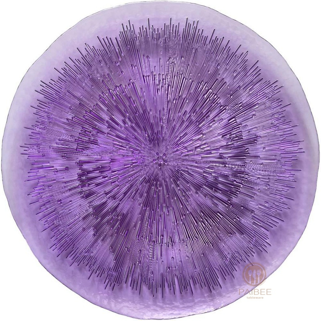 Multi-Color Firework Burst Center Crystal Glass Charger Plate with Pastel & Metallic Tones