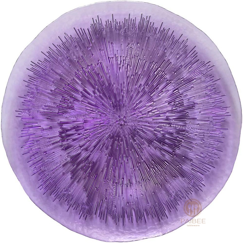 Multi-Color Firework Burst Center Crystal Glass Charger Plate with Pastel & Metallic Tones